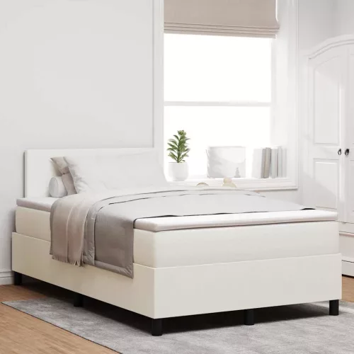 vidaXL Boxrugós ágy Krém és fehér 120 x 190 cm Bársonyos szövet