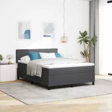   vidaXL Boxrugós ágy Sötétszürke és Fehér 140 x 190 cm Bársonyos szövet