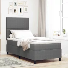   vidaXL Boxrugós ágy fejtámlával Világosszürke és fehér 100 x 200 cm