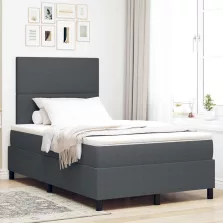   vidaXL Boxrugós ágy Sötétszürke és Fehér 120 x 190 cm Bársonyos szövet