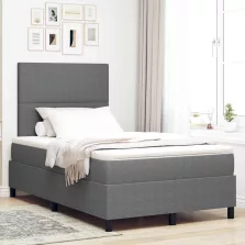   vidaXL Boxrugós ágy fejtámlával Világosszürke és fehér 120 x 200 cm