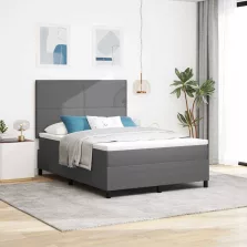   vidaXL Boxrugós ágy fejtámlával Világosszürke és fehér 140 x 190 cm