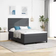   vidaXL Boxrugós ágy Sötétszürke és Fehér 160 x 200 cm Bársonyos szövet