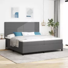   vidaXL Boxrugós ágy fejtámlával Világosszürke és fehér 200 x 200 cm