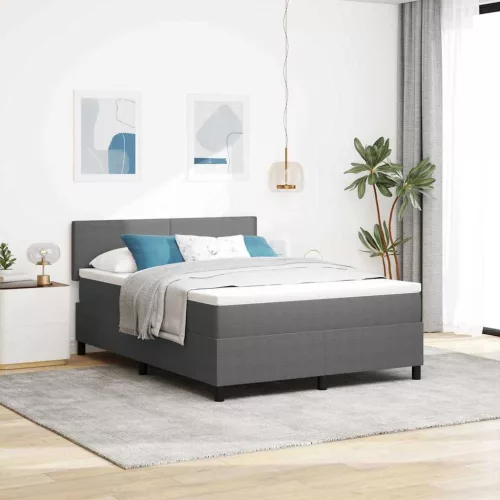 vidaXL LED Box Spring Ágy Világosszürke és fehér 160 x 200 cm