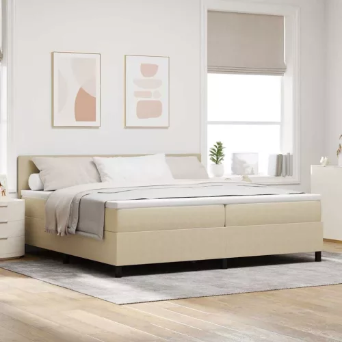 vidaXL LED Box Spring Ágy Világosszürke és fehér 200 x 200 cm