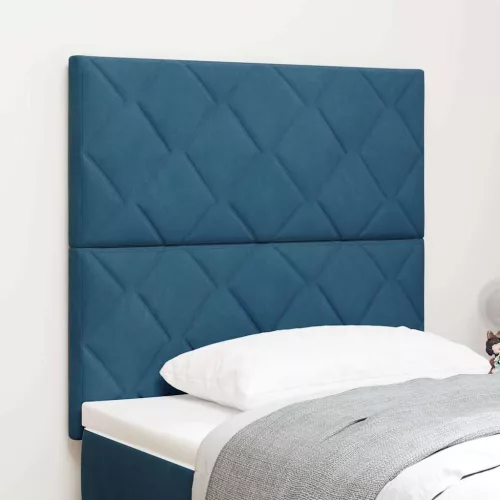 vidaXL Fejtámla fejtámlával Sötétkék 90 cm Bársony