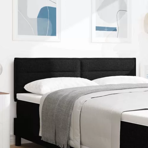vidaXL LED ágytámla LED -es lámpákkal Fekete 144 cm Poliészter