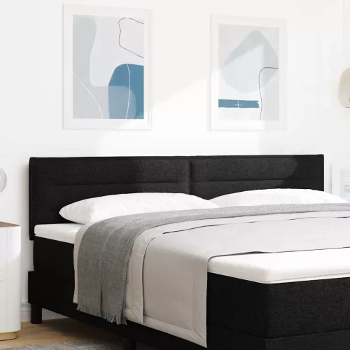 vidaXL LED ágytámla LED -es lámpákkal Fekete 180 cm Poliészter