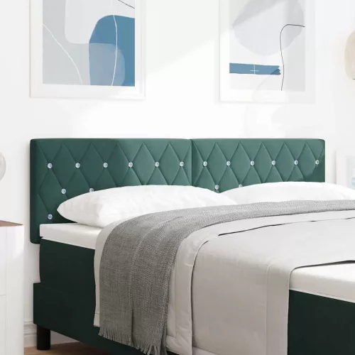 vidaXL LED Fejtámla LED -es lámpákkal Argyle Sötétzöld 144 cm Bársony