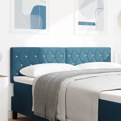 vidaXL LED ágytámla LED -es lámpákkal Sötét kék 144 cm Poliészter