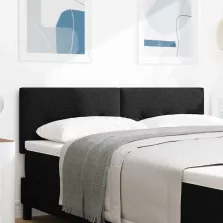   vidaXL LED ágytámla LED -es lámpákkal Fekete 144 cm Poliészter