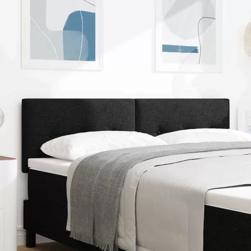 vidaXL LED ágytámla LED -es lámpákkal Fekete 144 cm Poliészter