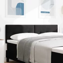   vidaXL LED ágytámla LED -es lámpákkal Fekete 160 cm Poliészter