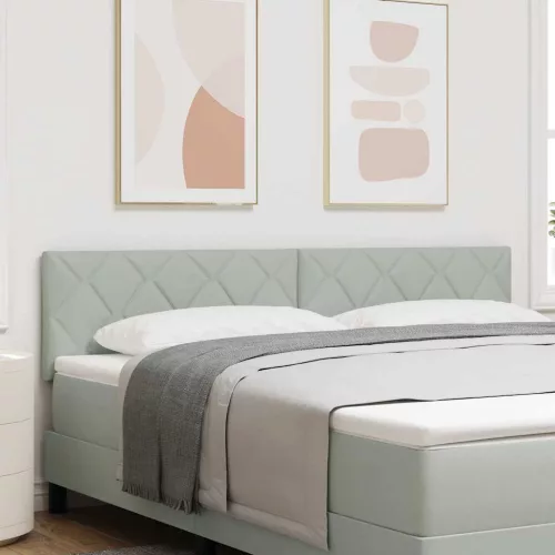 vidaXL LED ágytámla Világosszürke 180 cm Műbőr