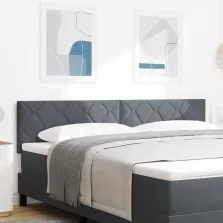 vidaXL LED ágytámla Sötétszürke 180 cm Műbőr