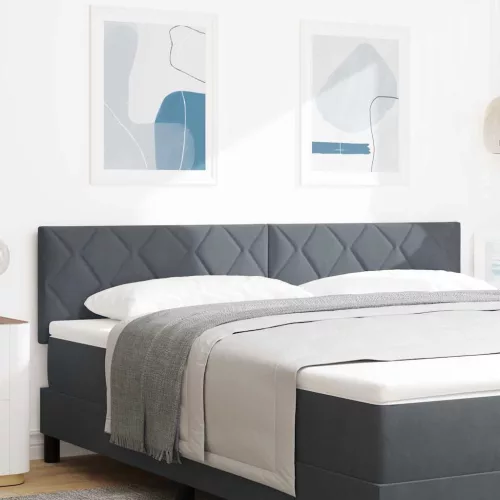 vidaXL LED ágytámla Sötétszürke 180 cm Műbőr