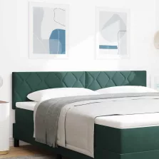 vidaXL LED ágytámla Sötétzöld 180 cm Műbőr