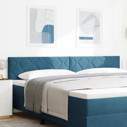 vidaXL LED ágytámla Sötét kék 200 cm Műbőr