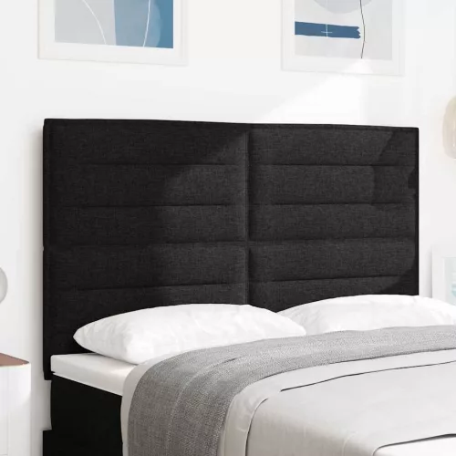 vidaXL LED ágytámla LED -es lámpákkal Fekete 144 cm Poliészter