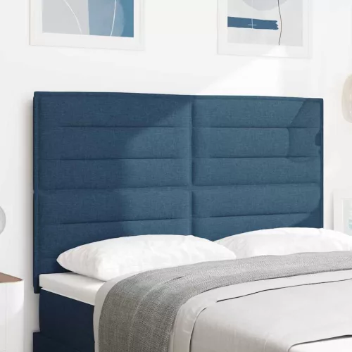vidaXL LED ágytámla LED -es lámpákkal Kék 144 cm Poliészter