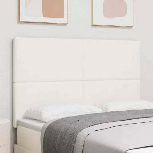 vidaXL LED ágytámla LED -es lámpákkal Krém 144 cm Poliészter