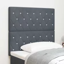   vidaXL LED ágytámla LED -es lámpákkal Sötétszürke 90 cm Poliészter