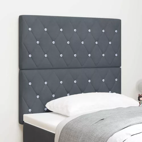vidaXL LED ágytámla LED -es lámpákkal Sötétszürke 90 cm Poliészter