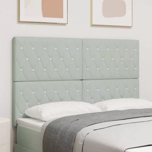 vidaXL LED Fejtámla LED -es lámpákkal Világosszürke 144 cm Bársony
