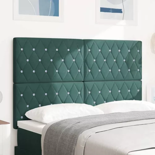 vidaXL LED Fejtámla LED -es lámpákkal Argyle Sötétzöld 144 cm Bársony