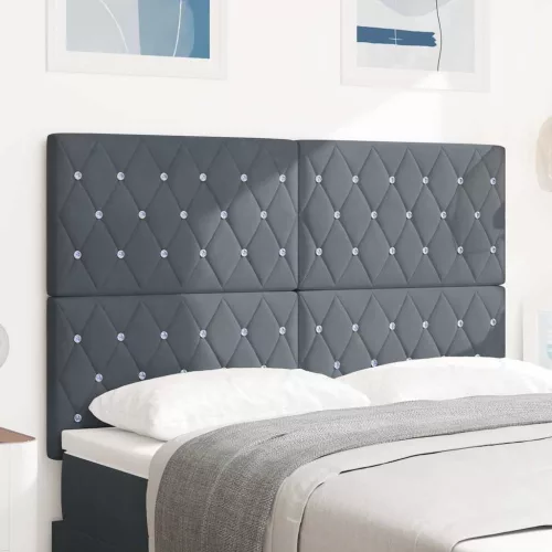 vidaXL LED Fejtámla LED -es lámpákkal Argyle Sötétszürke 80 cm Bársony