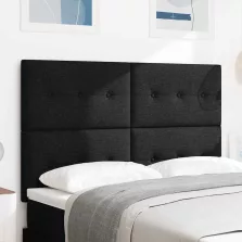   vidaXL LED ágytámla LED -es lámpákkal Fekete 144 cm Poliészter
