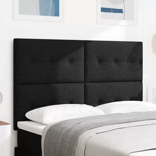 vidaXL LED ágytámla LED -es lámpákkal Fekete 144 cm Poliészter