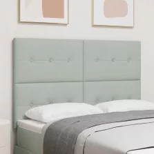   vidaXL LED ágytámla LED -es lámpákkal Világosszürke 144 cm Poliészter