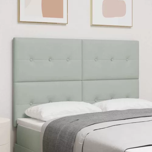 vidaXL LED ágytámla LED -es lámpákkal Világosszürke 144 cm Poliészter