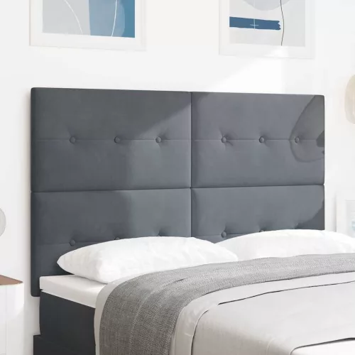 vidaXL LED ágytámla LED -es lámpákkal Szürke 144 cm Poliészter