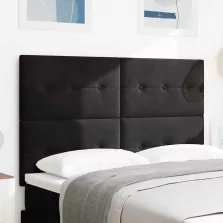   vidaXL LED ágytámla LED -es lámpákkal Fekete 160 cm Poliészter