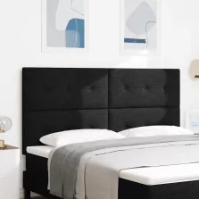   vidaXL LED ágytámla LED -es lámpákkal Fekete 180 cm Poliészter