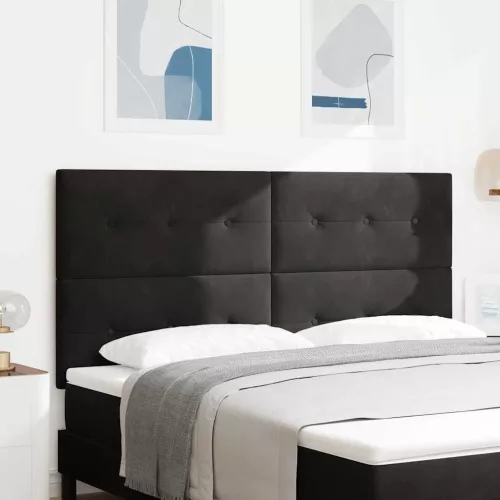 vidaXL LED ágytámla LED -es lámpákkal Fekete 180 cm Poliészter