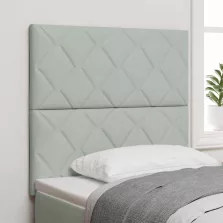 vidaXL LED ágytámla Világosszürke 90 cm Műbőr