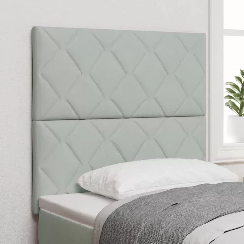 vidaXL LED ágytámla Világosszürke 90 cm Műbőr