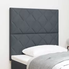 vidaXL LED ágytámla Sötétszürke 90 cm Műbőr