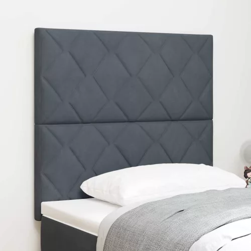 vidaXL LED ágytámla Sötétszürke 90 cm Műbőr