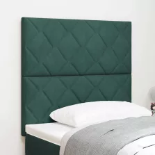 vidaXL LED ágytámla Sötétzöld 90 cm Műbőr