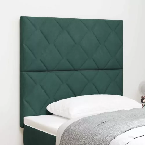 vidaXL LED ágytámla Sötétzöld 90 cm Műbőr