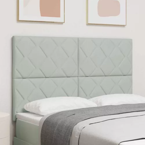 vidaXL LED Fejtámla LED -es lámpákkal Világosszürke 144 cm Bársony