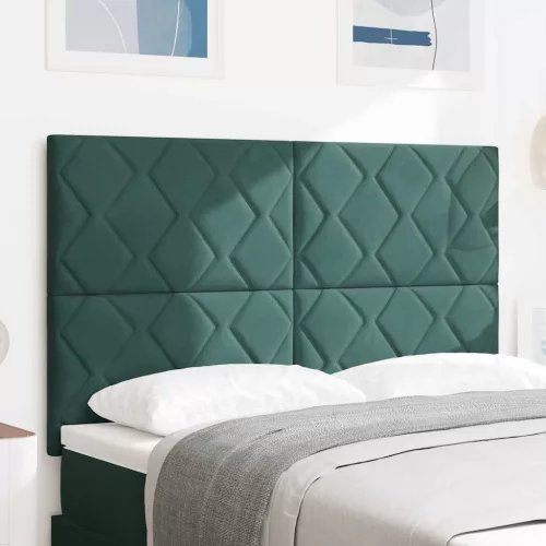 vidaXL LED ágytámla Sötétzöld 144 cm Műbőr