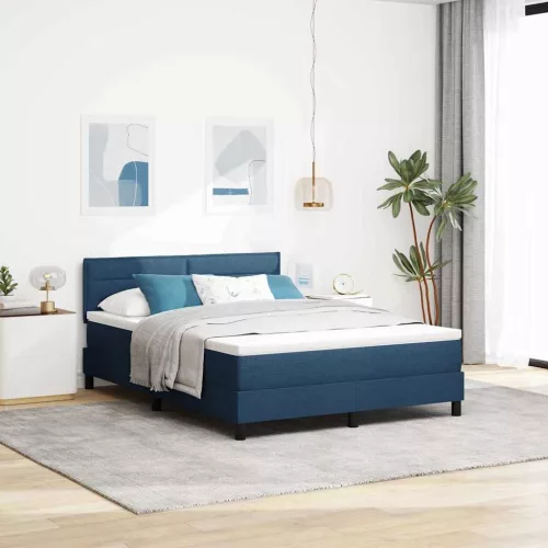 vidaXL Boxrugós ágy matracmal fejtámlával Kék 160 x 200 cm szövet