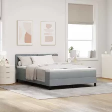   vidaXL Boxrugós ágy matracmal Világosszürke 160 x 200 cm szövet