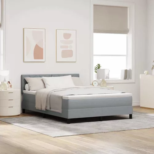 vidaXL Boxrugós ágy matracmal Világosszürke 160 x 200 cm szövet